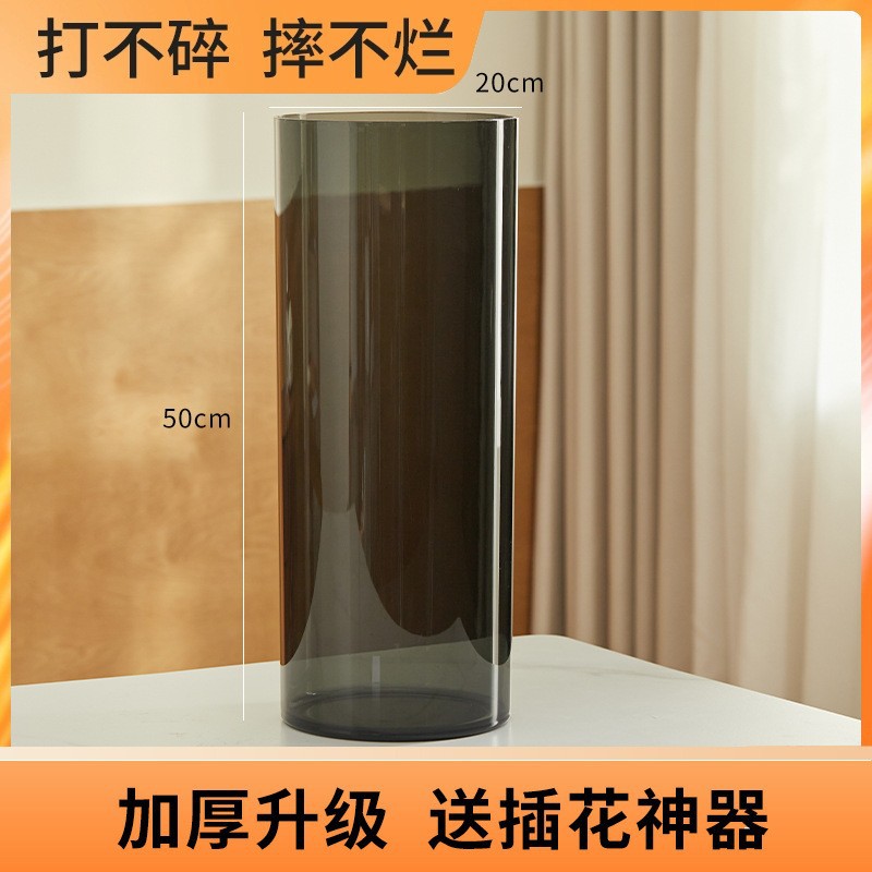 Florero engrosado, decoración, sala de estar, arreglo floral, acrílico, sensación de alta calidad, hidropónico, bambú rico, plástico transparente a prueba de caídas, grande