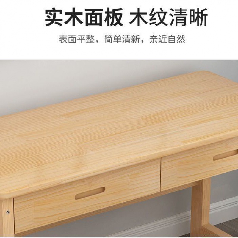 Escritorio de madera maciza, escritorio de estudio, escritorio para computadora, escritorio simple para estudiantes, juego de silla, escritorio pequeño con cajón, escritorio al por mayor image 2