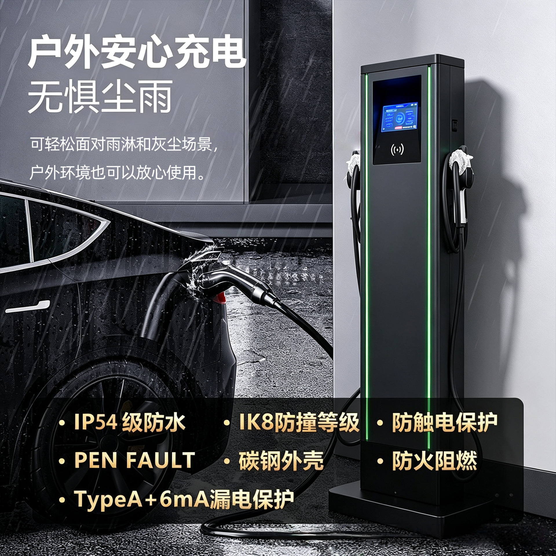 7Kw/11Kw/22Kw Household Ac 4g Password-Activated Dual-Gun New Energy Electric Vehicle Charging Station