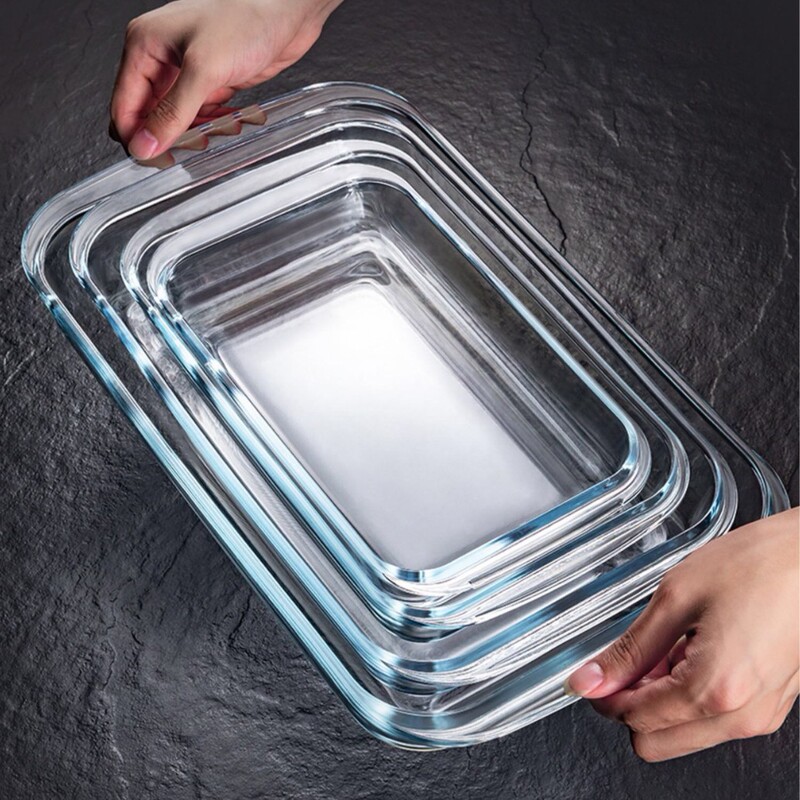 Transparent Glass Baking Dish Oven Microwave Heating Utensil Household Steamed Fish Baking Bread Tableware Rectangular Square Plate Transparent Glass Baking Dish Oven Microwave Heating Utensil Household Steamed Fish Baking Bread Tableware Rectangular Square Plate