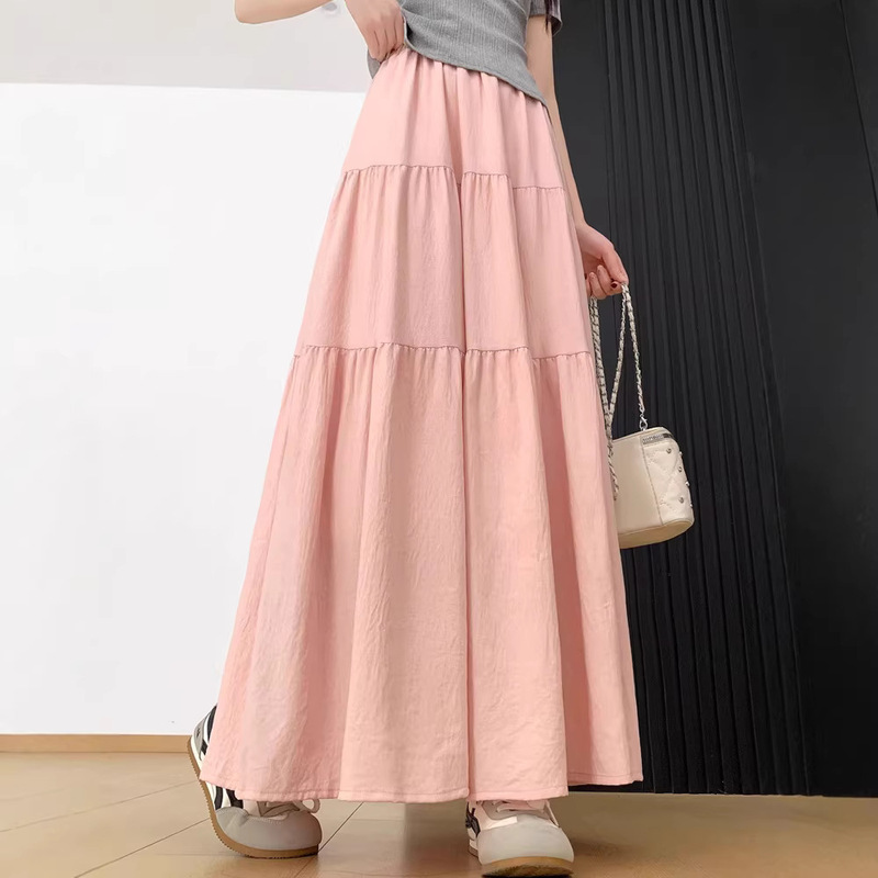 Solid Color Skirt for Women, Spring 2026 New Style, High-Waisted, Slimming, A-Line Long Skirt, Petite, Puffy Cake Skirt Solid Color Skirt for Women, Spring 2026 New Style, High-Waisted, Slimming, A-Line Long Skirt, Petite, Puffy Cake Skirt