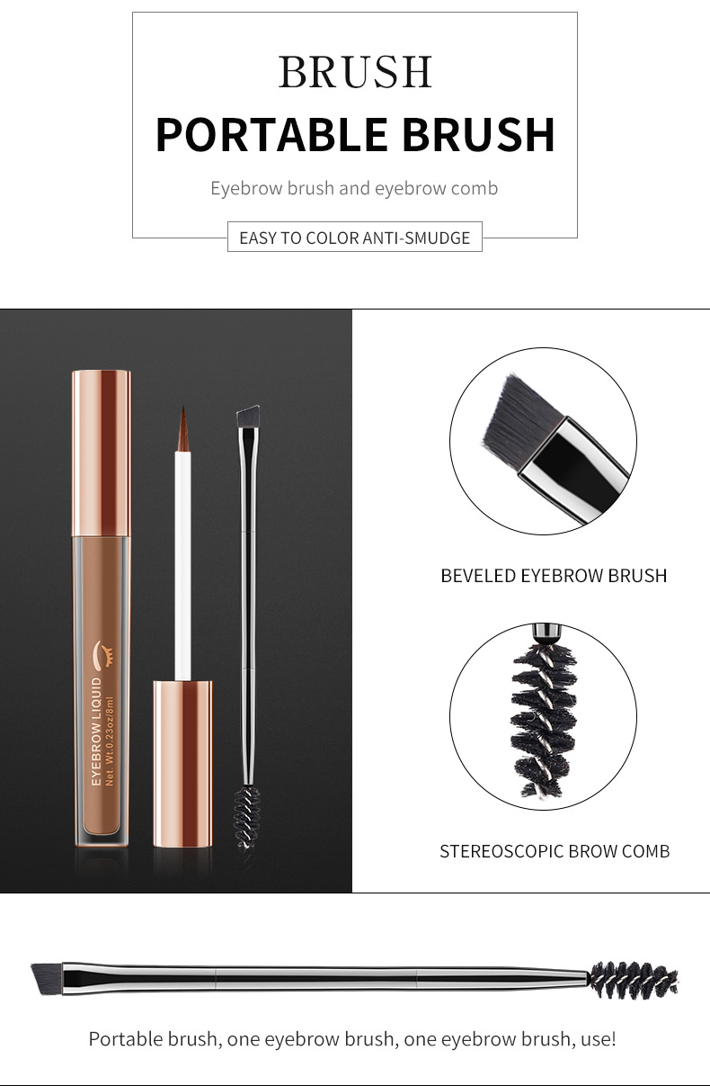 VIBELY Four-color Liquid Eyebrow Dye is waterproof and does not smudge. It is a light brown eyebrow liquid with a brush and a drawstring. It is an export version for eyebrows undefined