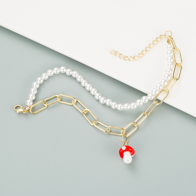 Simple U-shaped Chain Pearl Mushroom Multi-layer Bracelet display picture 4