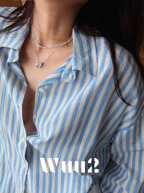 Wuu2 无尽之夏 软糯蓝色条纹棉麻衬衫女慵懒法式休闲宽松复古衬衣|undefined