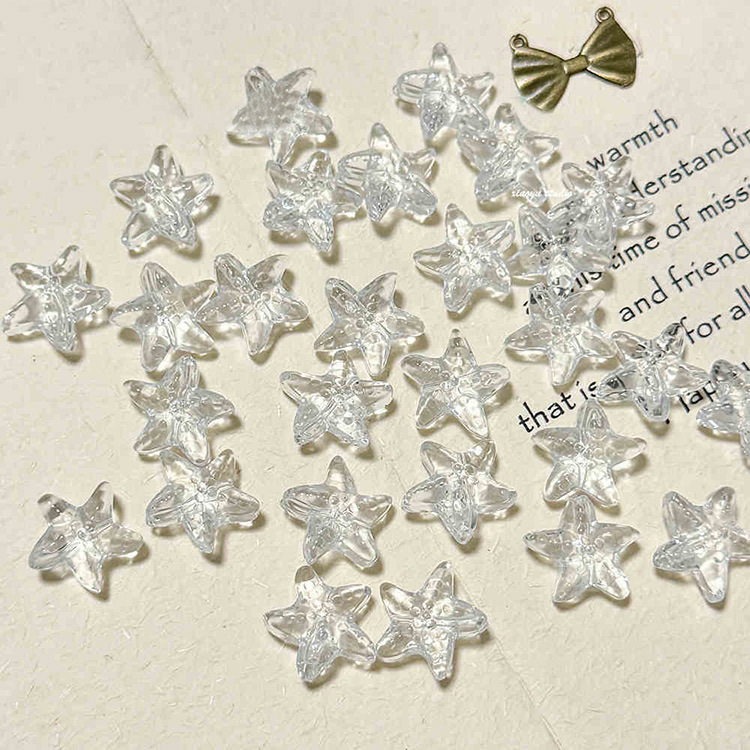 Adorable gorda inns esmaltado de vidrio transparente de estrella de mar DIY material de pulsera de collar de cuentas hechas a mano