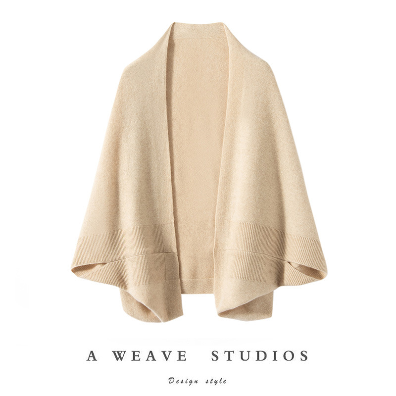 Demi-season cashmere classic solid color cloak