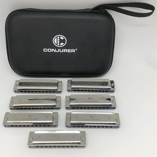 Magician Conjurer 10-Hole Harmonica 7-Tone Blues Blues Instrument Professional Performance Instrument Factory Direct Sale
