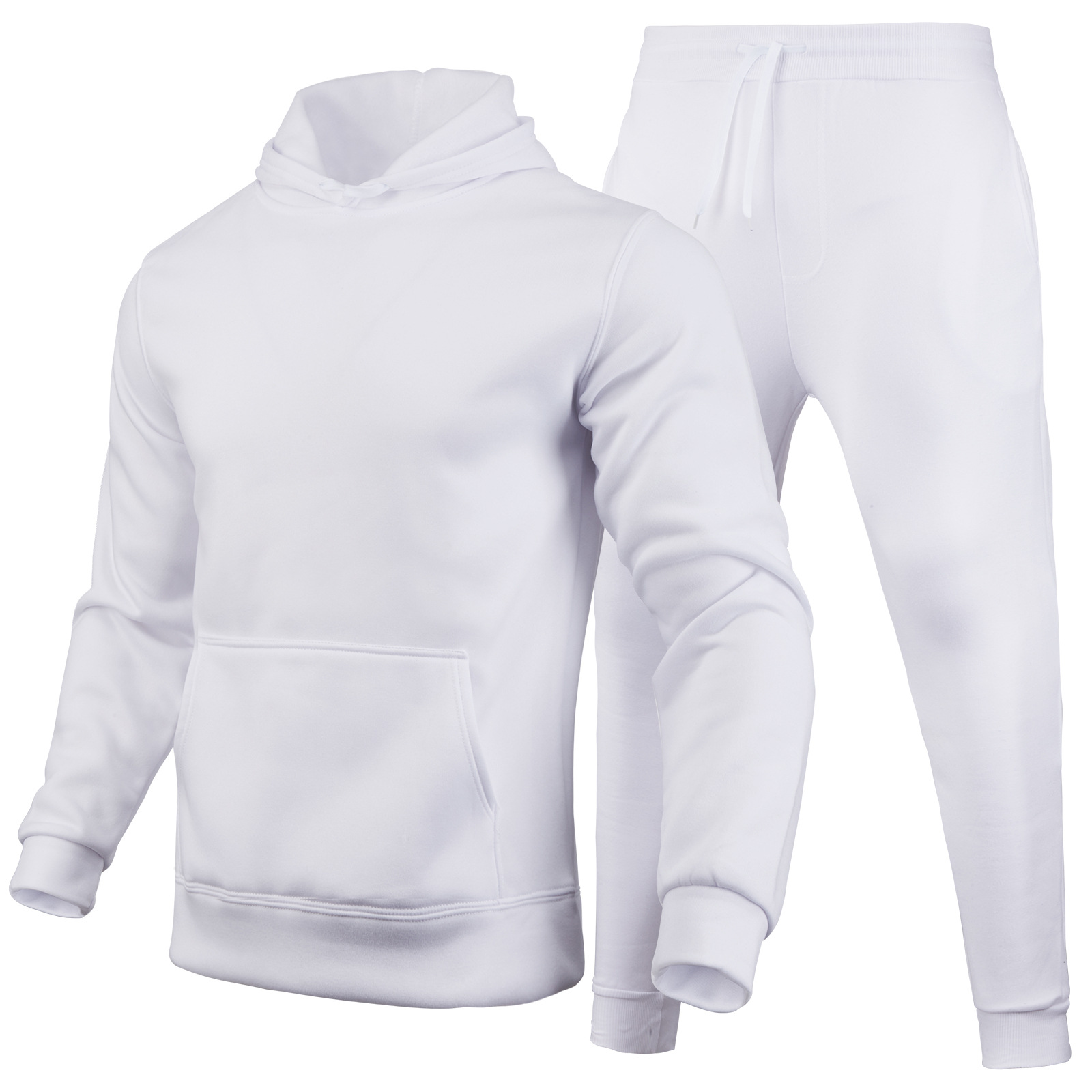 2024 autumn/winter men's women's casual European size blank solid color with fleece loose fitting hoodie and pants_voghion.com