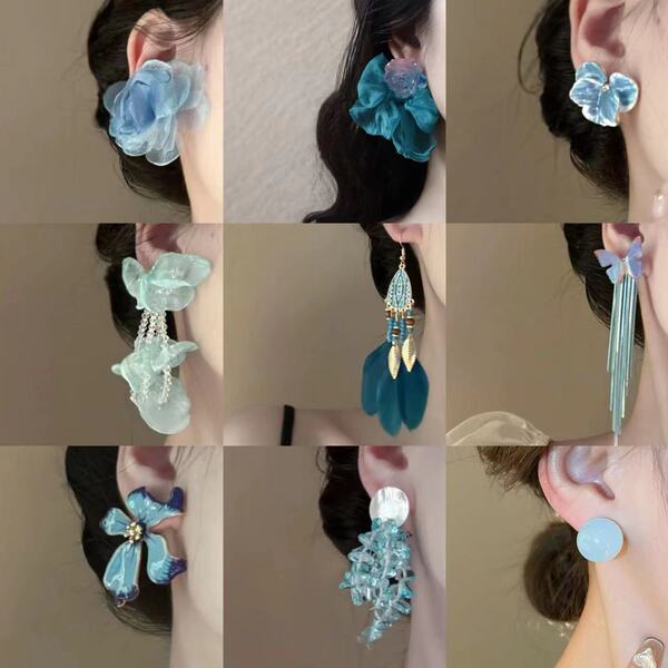 Blue fresh fashionable earrings