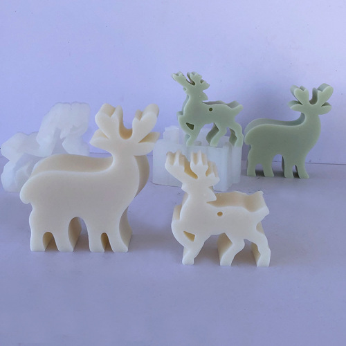 Christmas Elk Candle Silicone Mold Christmas Deer Sika Deer Aromatherapy Plaster Ornament Animal Glue Mold