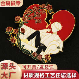 黄铜彩印烤漆徽章定制金属卡通人物胸章锌合金二次元周边胸针定制
