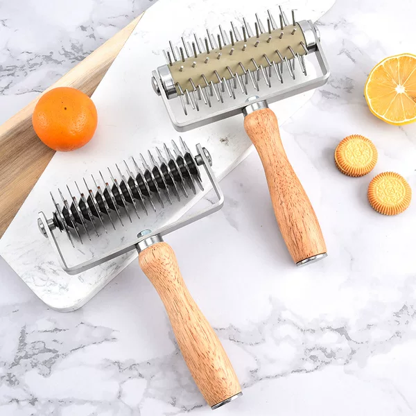 Pizza Cookie Baking Utensils Pizza Roller Knife Snack Hob Pizza Punching Needle Wooden Handle Pizza Puncher