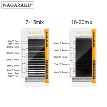 NAGARAKU单根圆毛16-25mm长度混合DD+欧美式卷翘柔软浓密嫁接睫毛