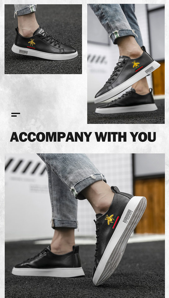 Giày sneaker nam da thật cổ thấp đế bệt thoáng khí tăng chiều cao — 920 màu đen, Màu trắng 920 chi tiết 4