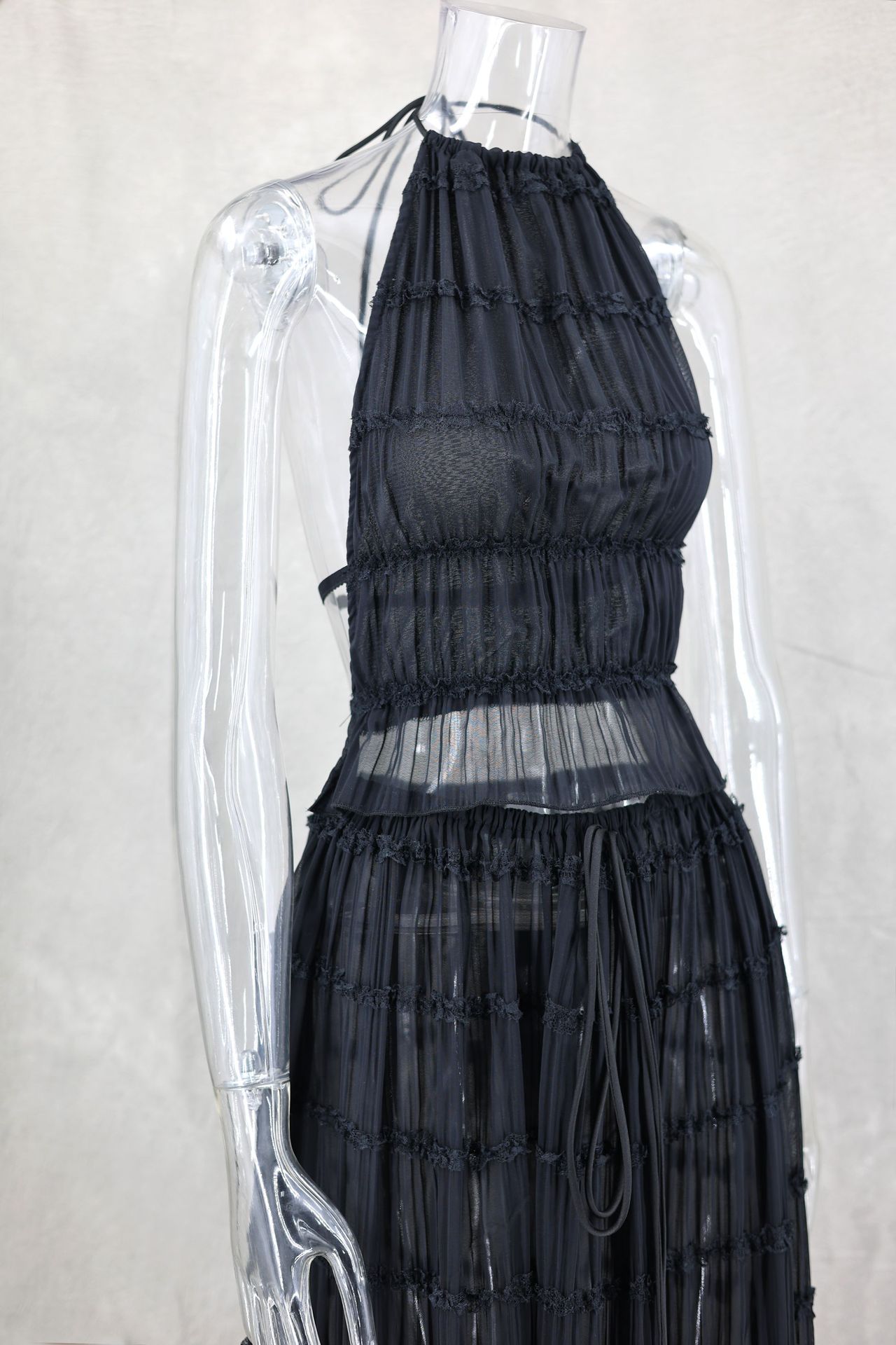 630g Weight Sleeveless Sleeve Length Polyester Fabric Type Skirt Co-ord Set Sets Type 2 Pieces Set Quantity Outdoor, Daily, Beach Occasion Halter Neck Neckline Slim Fit Type Solid Color Pattern Summer Season Women's Gender Streetwear Style Outdoor Daily Beach Women's Streetwear Solid Color Polyester Skirt Co-ord Set Skirt Sets 5