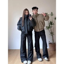 美式cleanfit立领情侣棉服冬季感短款棉衣外套男款设计感小众