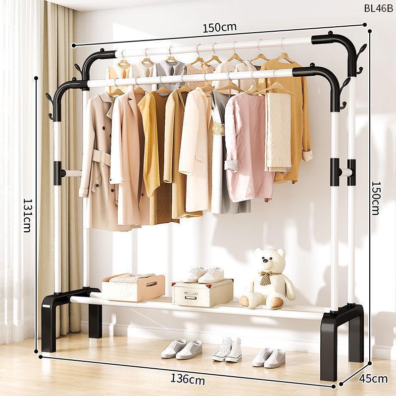 151.6CM [업그레이드된 더블폴+신발장] 화이트