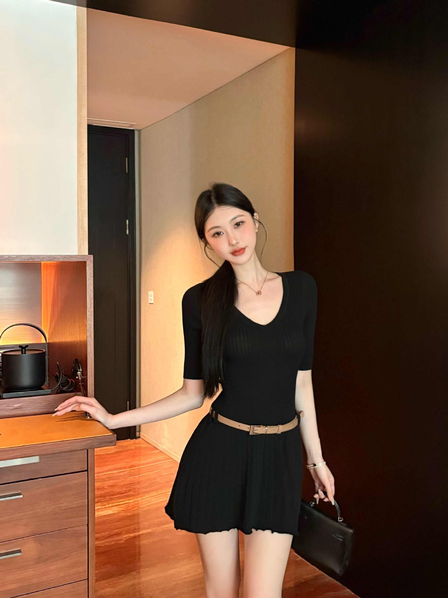 Black summer knitted dress