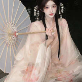 粉色魏晋风古装成人汉服女2025新款中国风仙气飘飘超仙大袖襦裙夏