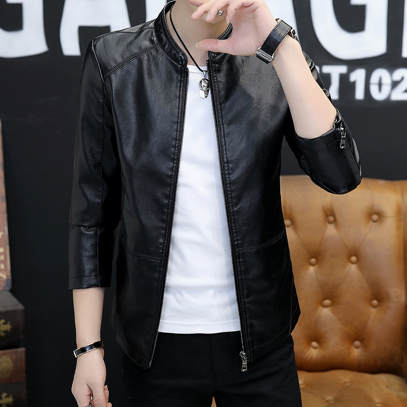 Chaqueta de otoño para hombres, moda casual coreana, delgada y versátil, ropa de hombre, chaqueta de cuero guapo para hombres