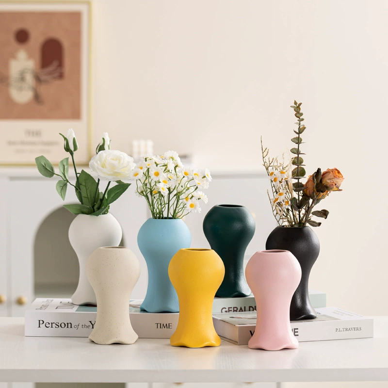 Nordic матовая креативная моранди керамическая ваза американская минималистская современная гостиная домашняя украшение с сухим цветком