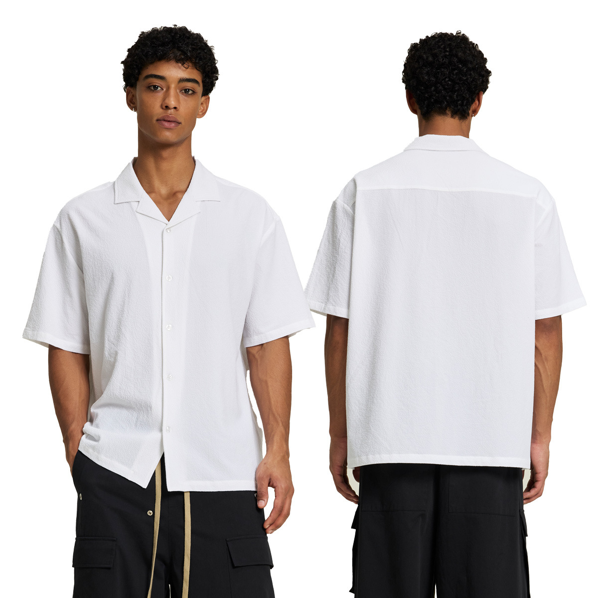 ETAI Hombre| Camisas de textura suelta de verano, camisas de alta calidad, cardigans de marca de moda, mangas cortas para hombres. image 6