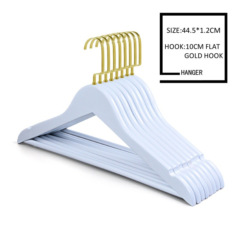 흰색 1.2cm 두께의 모조 금 플랫 후크 옷걸이