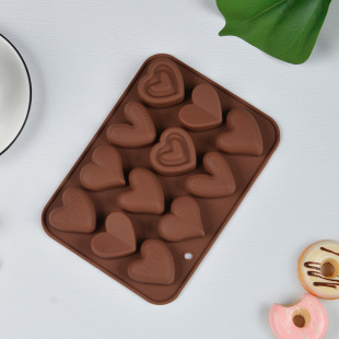 Factory direct hand wholesale 12 heart shaped chocolate silicone mold classic diy baking tools ice lattice jelly