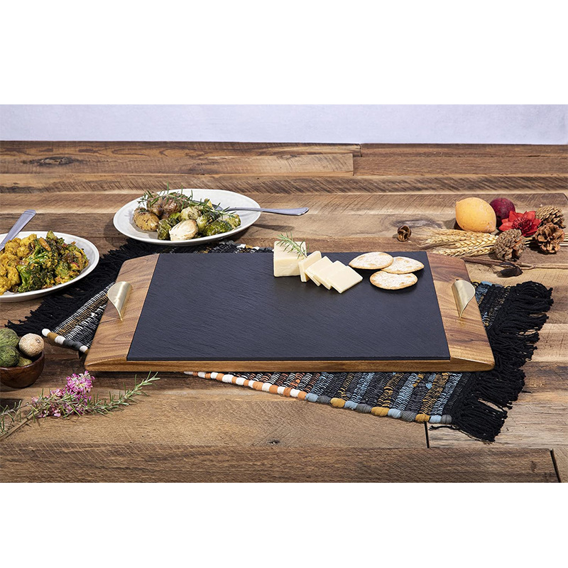 Restaurante transfronterizo pizarra negra plato de carne de madera maciza tabla de cortar tabla de cortar tabla de cortar queso fruta merienda bandeja de bocadillos