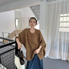 【实拍】复古高级感氛围斗篷式圆领毛织外套气质慵懒风坎肩秋冬厚