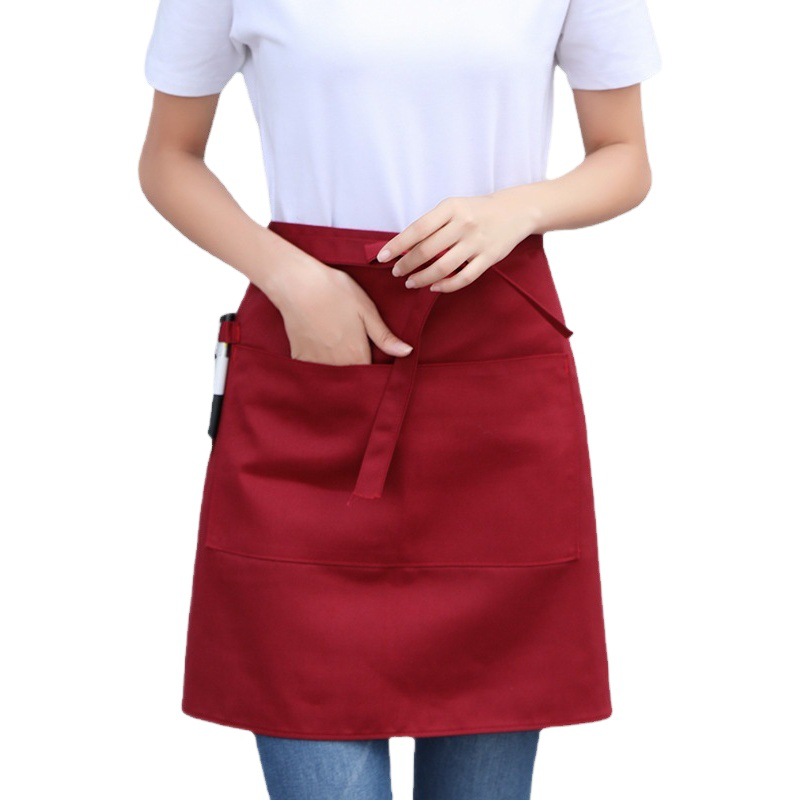 Estilo coreano moda ropa de trabajo media cintura camarero medio delantal cafetería té casa trabajo delantal con bolsillo