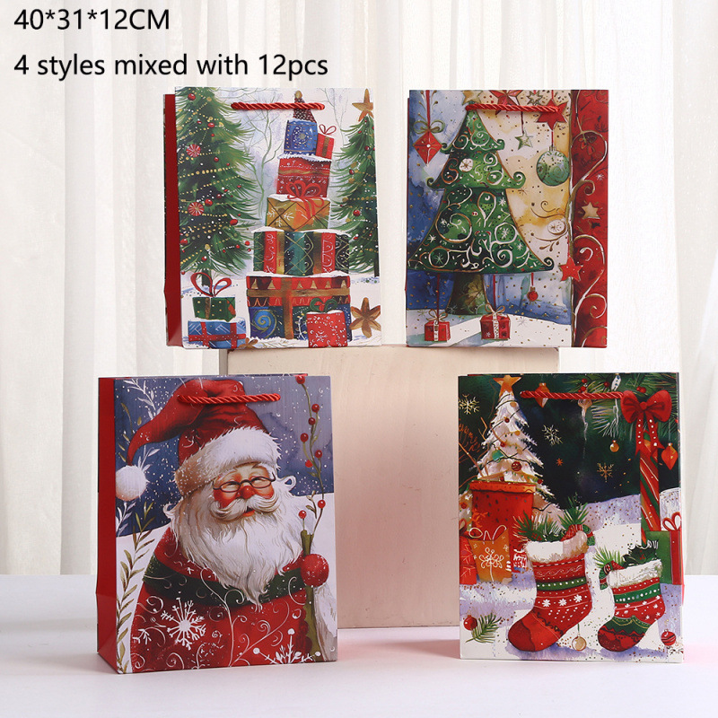 圣诞老人印花派对包装袋圣诞节糖果礼品包装纸袋可爱卡通手提袋