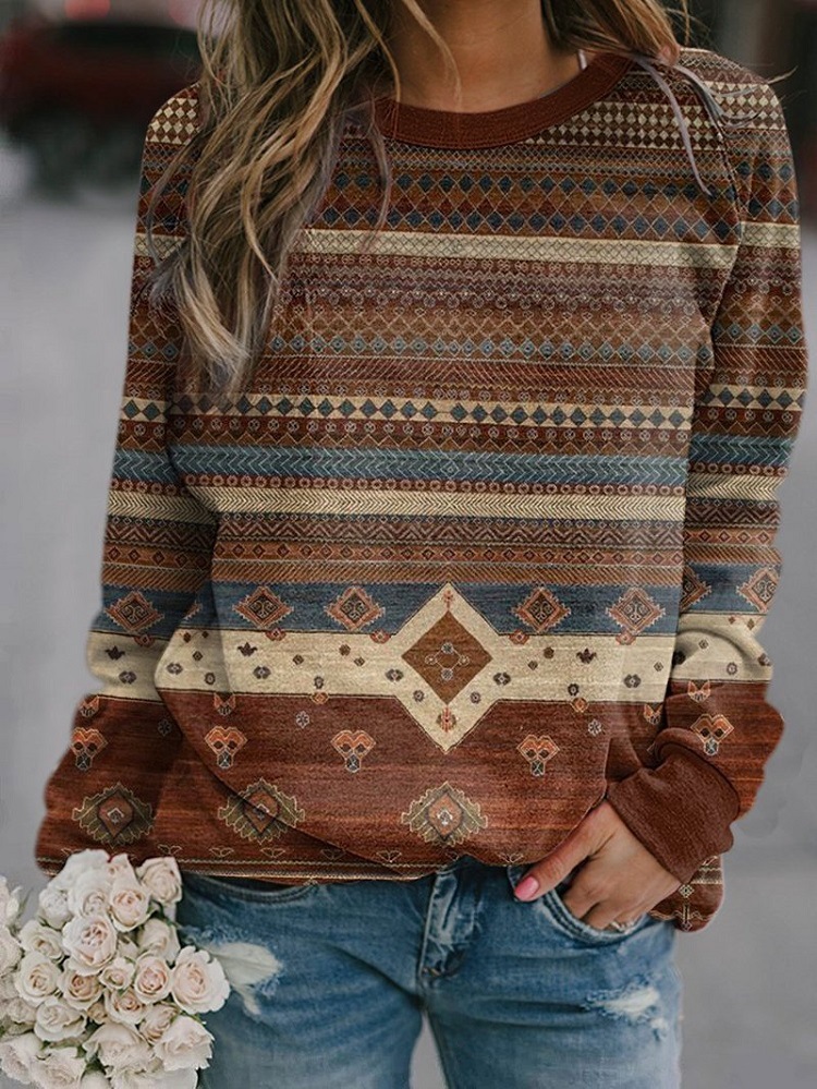 Suministro transfronterizo otoño e invierno nuevo Amazon deseo eBay europeo y americano manga larga cuello redondo suéter superior ropa de mujer 6761