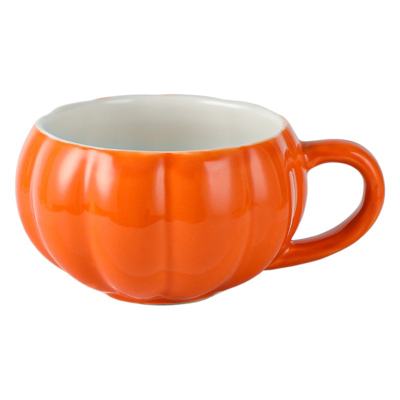 Transfronterizo Halloween dibujos animados lindo creativo calabaza Taza de cerámica con tapa taza de desayuno infantil postre sopa taza