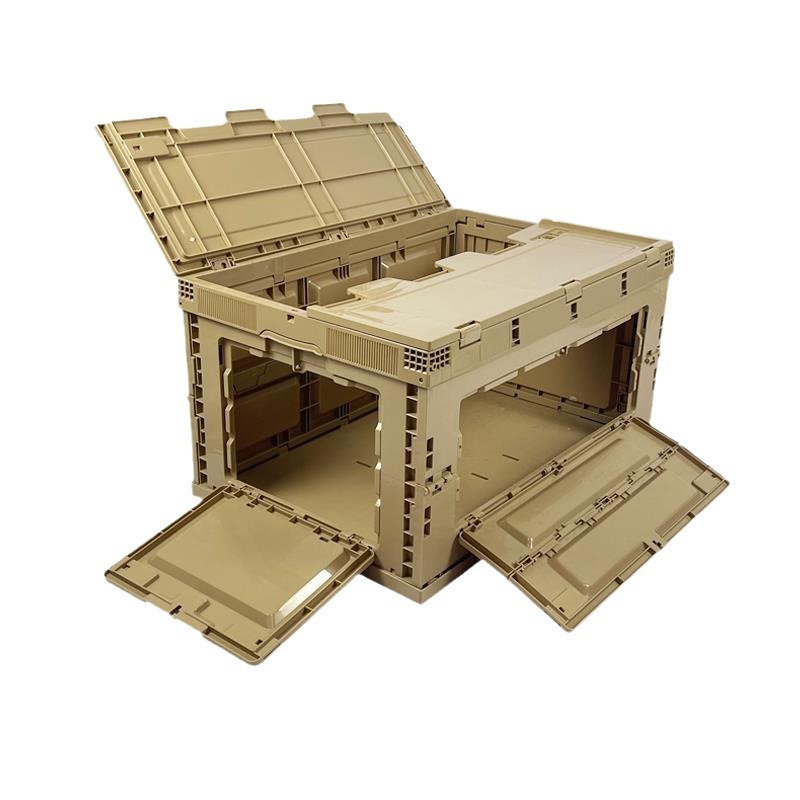 Caja de almacenamiento plegable de plástico caja de facturación caja de almacenamiento de coche grande con puerta de plástico transparente 80L