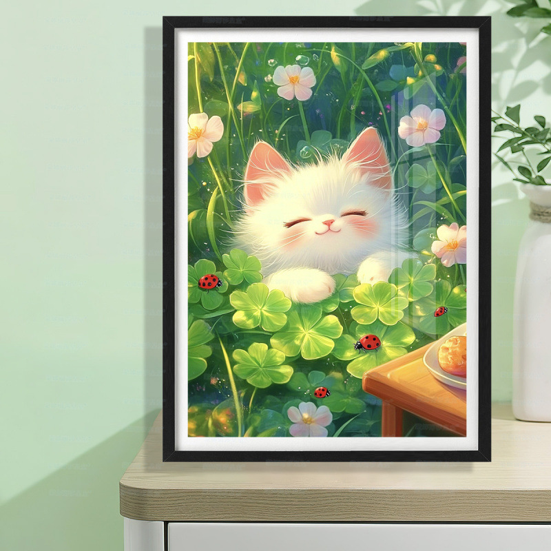 Cuatro hojas gatos paquetes de material de bordado cruzado impresión de alta definición DIY kits hechos a mano fabricantes al por mayor decoración de la sala de estar image 3