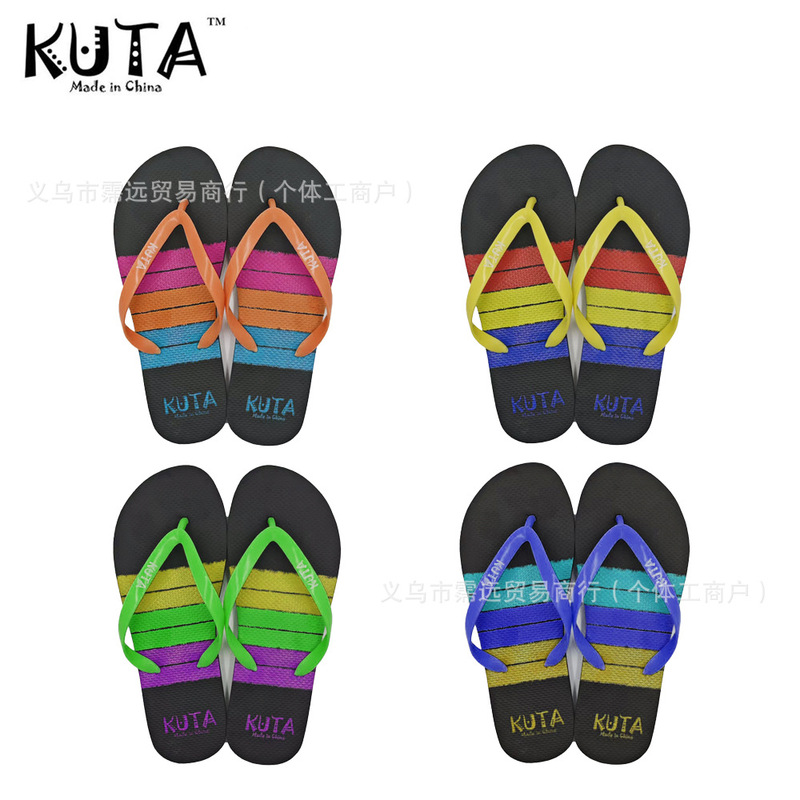 Hawaiian Island Style Rainbow Pe Hard-Soled Non-Slip Wear-Resistant Women's Flip-Flops Export Kuta Beach South Pacific Islands Hawaiian Island Style Rainbow Pe Hard-Soled Non-Slip Wear-Resistant Women's Flip-Flops Export Kuta Beach South Pacific Islands