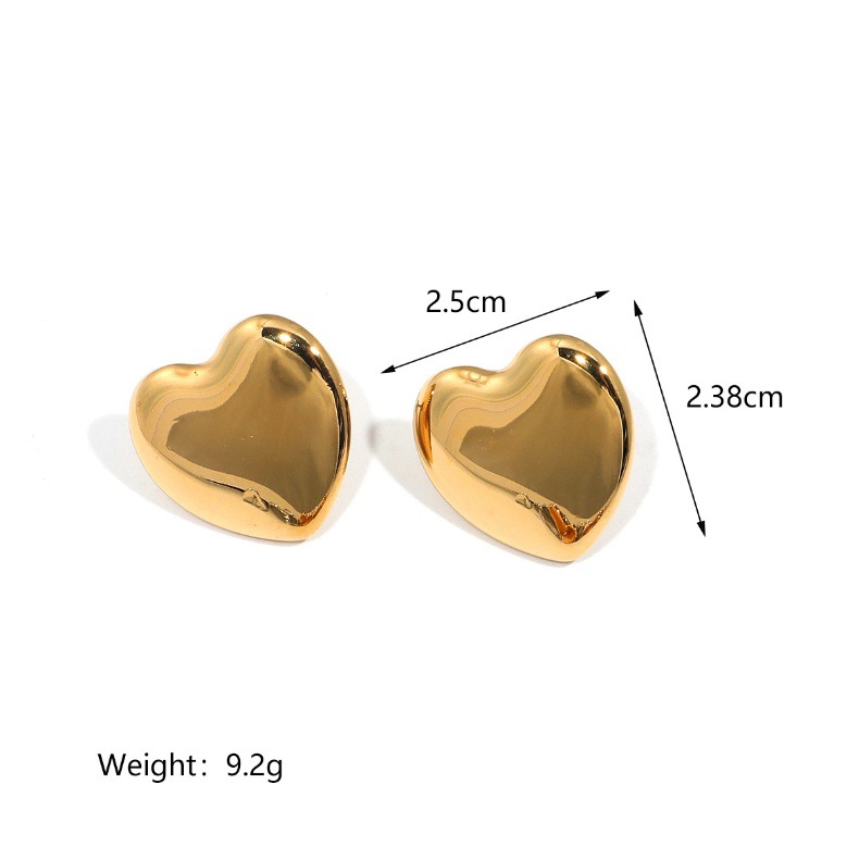 25g Weight PVD Coated Gold Plating Process 304 Stainless Steel Ear Needle Material Real Gold Plated Plating Material Ear Studs Classification Butterfly Backs Ear Cap Type 1 Pair Quantity Holiday, Daily Occasion 304 Stainless Steel Material Heart Shape Pattern All Seasons Season Women's Gender Plating Design Elegant, Cute Style 1 Pair Elegant Cute Heart Shape Plating 304 Stainless Steel 18K Gold Plated Butterfly Backs Ear Studs 12