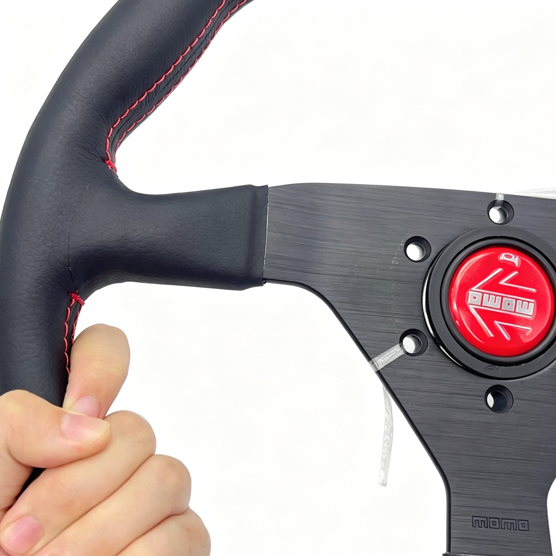 14inch Modified genuine leather car steering wheel V1 flat double-line 5mm thickened bracket drift racing steering wheel