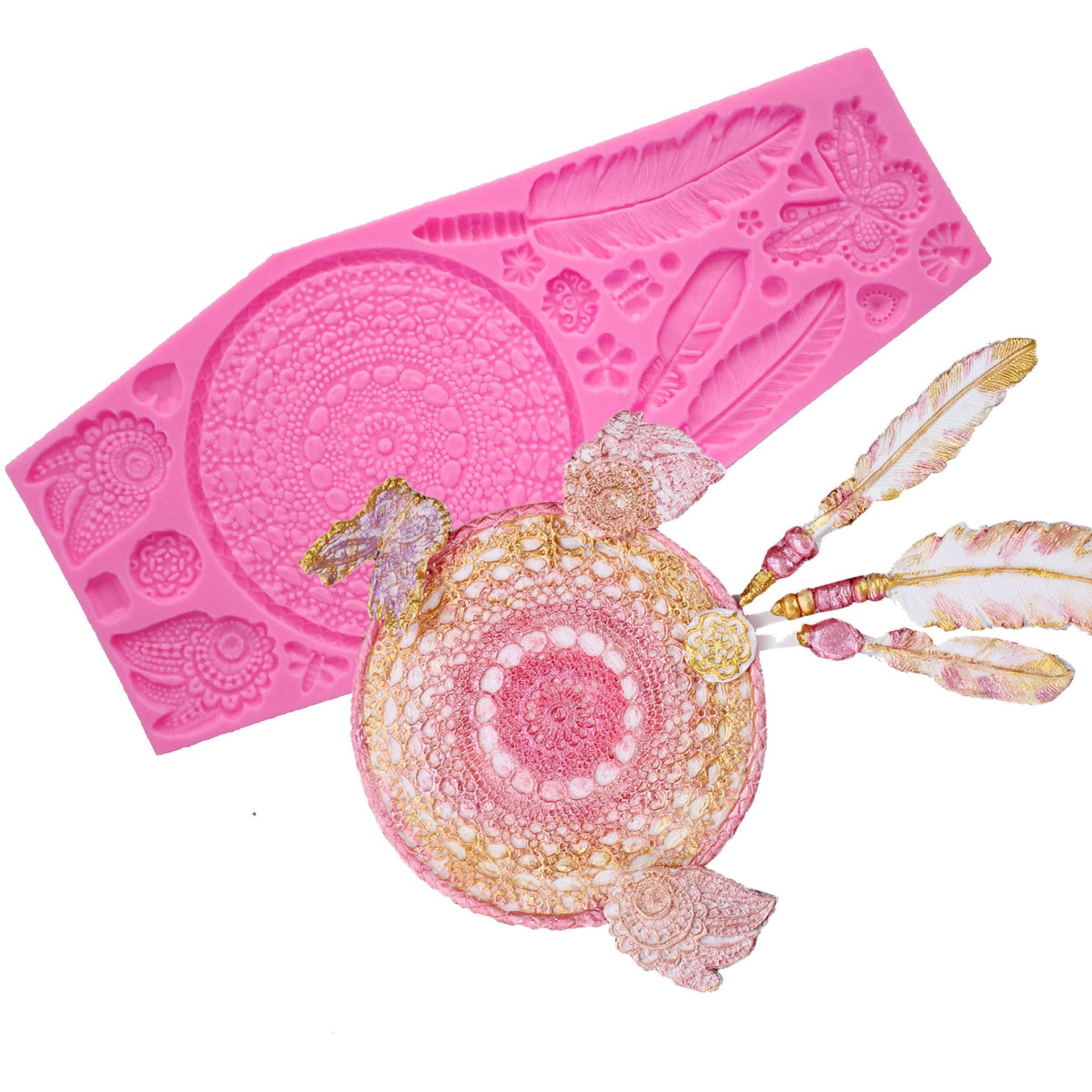 Dream Catcher molde mariposa pluma fondant cake decoración molde DIY hecho a mano chocolate molde para hornear fondant herramienta