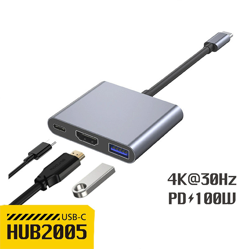 Three-In-One Docking Station with Pd Charging, Mobile Screen Projection Expansion Dock, Type-C Adapter, Hdtv Vga Converter