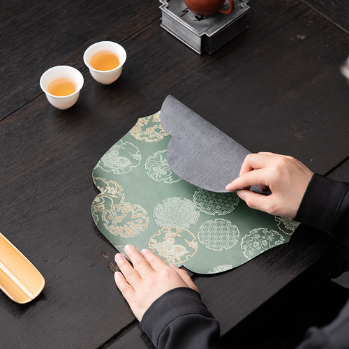 Wholesale rabbit brocade dry soaking mat waterproof tea mat tea room tea art space pot mat table mat small tea mat small fresh woman