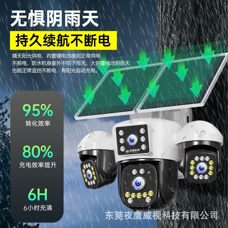 ソーラー監視カメラ 無料データ アウトドア 電気なし ネットワークなし 360度 死角なし 高精細ナイトビジョン アウトドア|undefined
