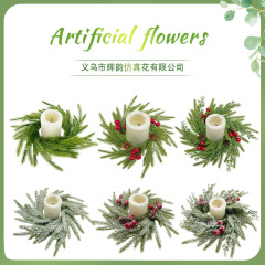 シミュレーションクリスマス水草南洋杉燭台リングクリスマス食卓装飾人工クリスマスアクセサリー水草燭台リング