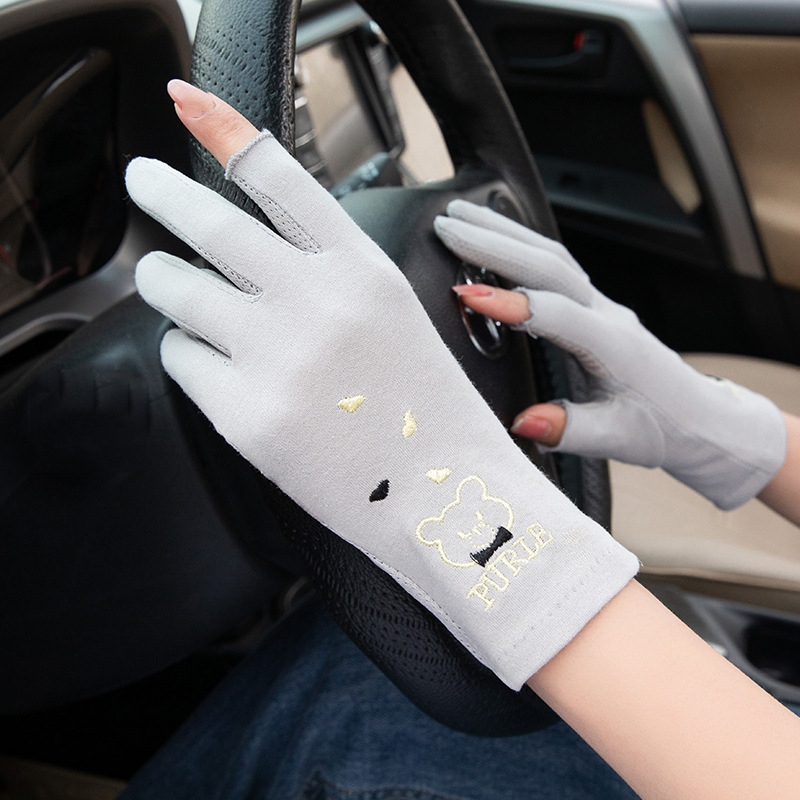 Manicure gloves, anti-UV half-finger sunscreen for women, thin, anti-dark, anti-dark, anti-slip, fingerless, breathable, spring and summer