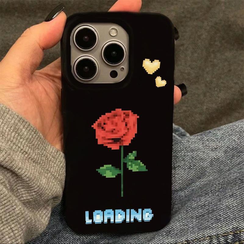 Pixel Rose Suitable for Apple 17Promax Mobile Phone Case Iphone16 New 13 Small Fresh 12 Soft Shell 15