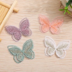 二重刺繍蝶布デカール立体修パッチ服装手縫い補助材料diyブローチ髪飾り材料