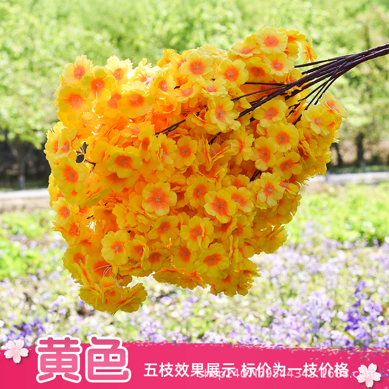 Simulación de flores de cereza flores de melocotón flores de pera flores de ciruela flores de bodas flores falsas vid decoración jardín balcón red de manglares paisaje de pared