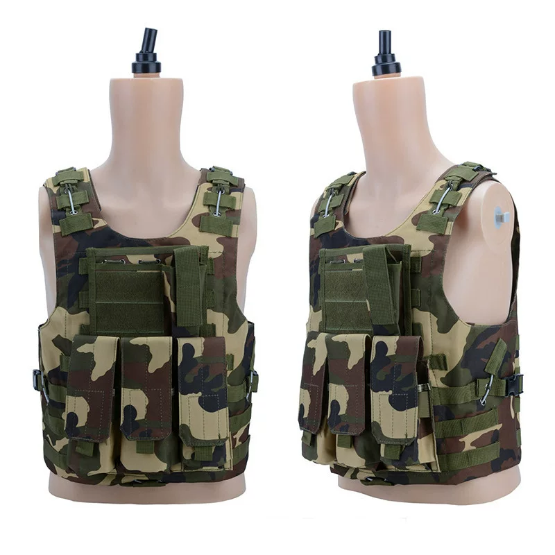 Outdoor tactical camouflage vest MOLLE triple quick disassembly assault vest Multifunctional CS training protective vest