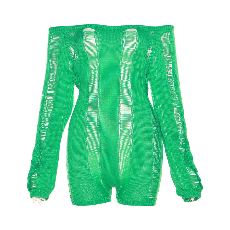 Estilo europeo y americano 2024 nueva primavera ropa de las mujeres moda ripped sexy Low Cut perspectiva backless alta cintura delgada mono